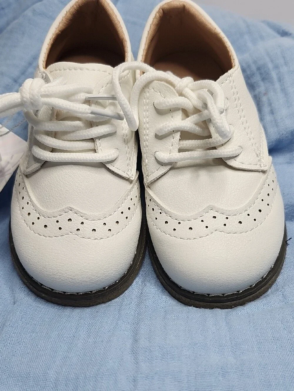 MG Baby Toddler 5.5 White Faux Leather Brogue Shoes NEW with Tags